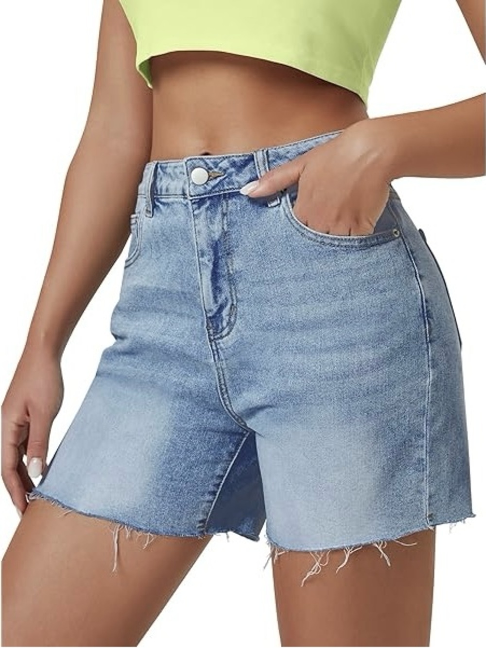 High Waist Jean Shorts Cutoff Long Denim Mom Shorts